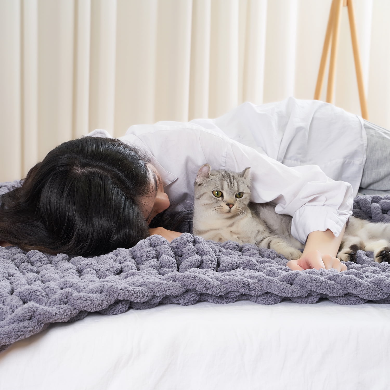 Chunky knit braided blanket sale
