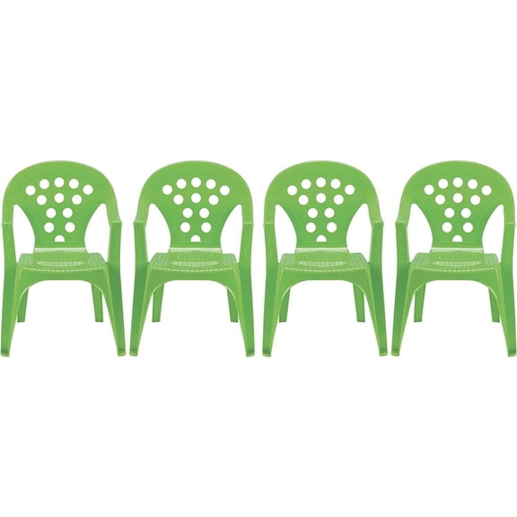 Baby Lulu Lightweight Stacking Play, Study or Dining Kids Chairs - Made in Italy - 4 Chairs - Brilliant Colors - Bright Green
