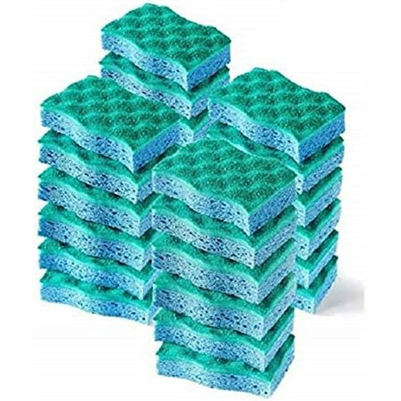 Multi-purpose cellulose sponge, double-sided dishwashing sponge for kitchen, 12 pieces