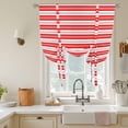 thumbnail image 2 of Tie Up Curtains for Windows Red Lines Stripe Valance Adjustable Balloon Curtain Classic Striped Tie Up Shades for Kitchen Living Room Bedroom Privacy Curtain Drape 34x45 Inch, 2 of 9