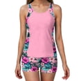 thumbnail image 6 of Xdegoge Swimsuits for Women Scoop Neck Mid Rise Boyshorts Tankini Sets Two Piece Bathing Suits Smooth Floral Print Color Block Tummy Control Full Coverage Summer Vacation, 6 of 9