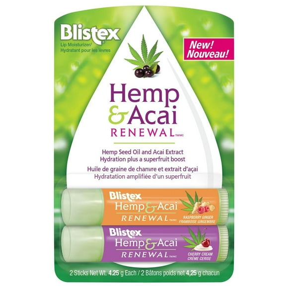 Blistex Hemp & Acai Renewal Lip Balm 2pk, 2 x 4.25 g