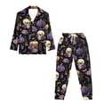 thumbnail image 4 of DISNIMO Skull Rose Pumpkin Printed Womens Pajama Sets 2 Piece Pj Sets Long Sleeve Sleepwear Soft V Neck Loungewear with Long Pants Fall Button Down Lounge Sets, 4 of 7
