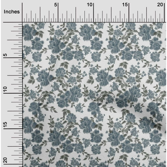 oneOone Polyester Lycra Fabric Leaves & Floral Ikat Print Fabric BTY 56 Inch Wide