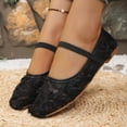 thumbnail image 5 of KIJBLAE Women's Lace Fairy Style Hollow Out Flats, Single Strap Mesh Slip On Elegant Casual Flat Shoes Black 40, 5 of 9