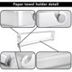 thumbnail image 4 of Soporte para pañuelos de aluminio montado en la pared para cocina, baño e inodoro, 4 of 5