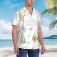 thumbnail image 3 of Pofeuu Green Blue Avocado Print Hawaiian Shirt for Men Sleeves Casual Button Down Summer Beach Dress Shirts T-Shirts,X-Large, 3 of 7