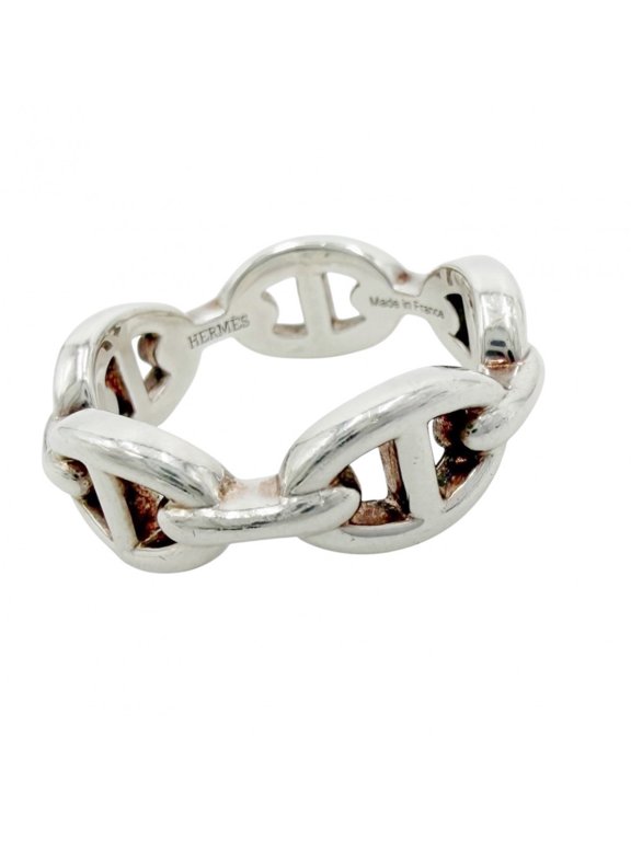 Pre-Owned Hermes ring for men and women, Chaine d'Ancre Enchainée design, size 56, sterling...