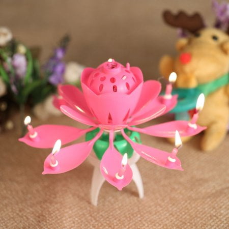 50th Birthday Candles - Rotating Musical Flower Birthday Candle, Multiple Colors