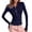 e-149Navy615, variant on FUYUDY Women Shirts Neck Button Down Shirt Slim Fit Long Sleeve Soft Blouse For Layering And Casual Wear Classic Female Solid Color Tops
