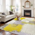 thumbnail image 3 of Yellow Large Area Rug 8x10 FT, Non Slip Living Room Throw Carpet, Modern Geometric Grey Oil Painting Abstract Washable Soft Indoor Outdoor Carpet Non-Shedding Rug for Bedroom Dining Room, 3 of 9