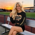 thumbnail image 2 of Craaazy Women's Loose Baseball Game Print Casual Cropped Round Neck Long Sleeved T-shirts Gifts, 2 of 5
