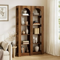 Finmind 5-Tier Wooden Bookshelf, 70.87" Tall Freestanding Bookcase with Open Storage Shelves for Home Office, Living Room & Bedroom, Brown