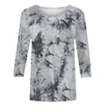 thumbnail image 4 of Jusqu'à 30 % de Réduction DYTTDG T-shirt Grande Taille pour Femmes Manches 3/4 Hauts Imprimés Col Rond Blouse Décontractée Ample Hauts pour Femmes, 4 of 5