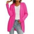 thumbnail image 2 of Women's Sweaters Under $15 Pink Size XL Long Sleeved V-neck Solid Color Knitted Cardigan Sweater Jacket, 2 of 9