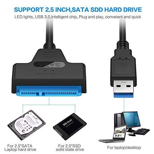 UniLink (TM) Câble adaptateur USB 3.0 vers SATA 22 broches SATA