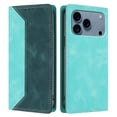 thumbnail image 2 of Leather For Apple iPhone 17 Pro Max Case, RFID Blocking,Flip Color blocking Wallet Leather Case With Card Holder Magnetic Closure Shockproof Kickstand Protective Phone Cases Cover,Dark Green, 2 of 9