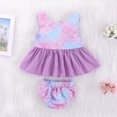 thumbnail image 2 of Ropa Para Bebé (Niño O Niña), Traje Para Niño Pequeño, Moda, Lindo Patrón De Sirena, Volantes Sin Espalda, Pantalones Cortos De Color Degradado, Traje Rosa Odeerbi LM103-8963, 2 of 9