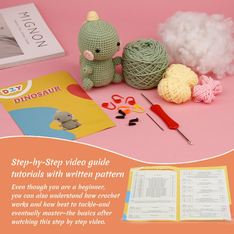 UzecPk Beginners Crochet Kit, 3 Pack Cute Small Animals Kit for Beginers  and Experts, All in One Crochet Knitting Kit,Crochet Starter Kit for  Beginner DIY Craft Art (Hedgehog&Fox&Dinosaur). 
