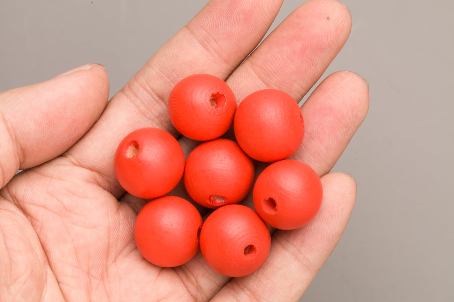 Red Wood Beads Round 18mm Sold Per Pkg Of 50 Beads
