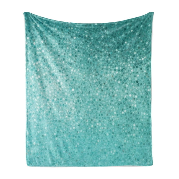Turquoise Soft Flannel Fleece Throw Blanket, Small Dot Tiles Shape Simple Classical Creative Design, Cozy Plush for Indoor and Outdoor Use, 50" x 60", Turquoise Seafoam, by Ambesonne