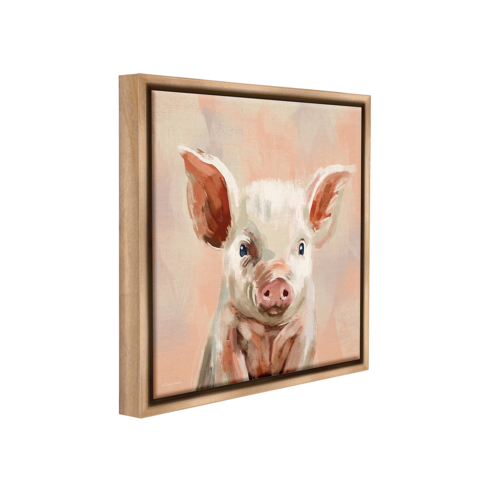 Stupell Industries Traditional Piglet Painting Animals & Insects Painting Brown Floater Framed Canvas Art Print Wall Art, 18 x 18