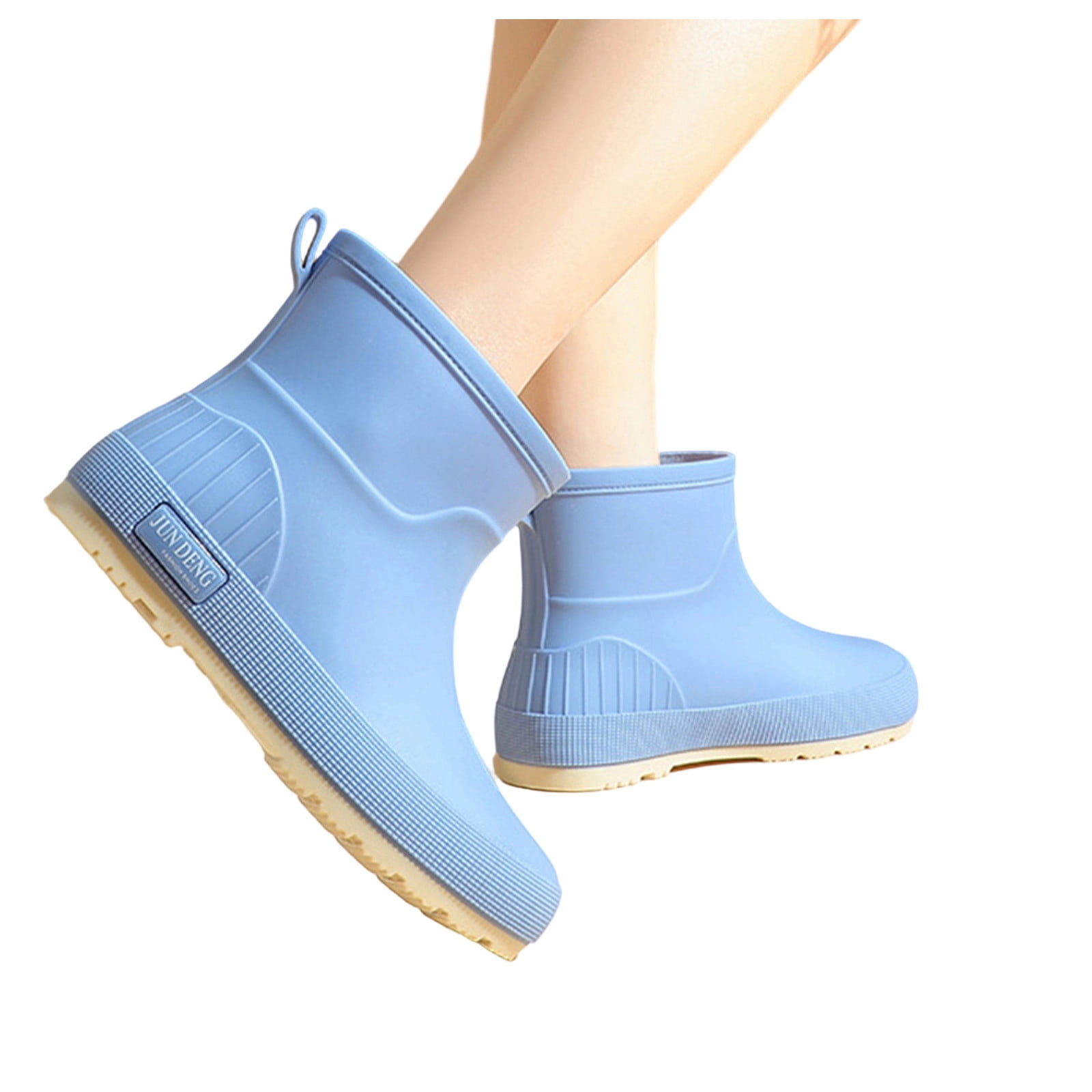 Taylonsss Women's Waterproof Rubber Rain Boots with Chunkys Heel for Fall and Winter Comfortable Height-Increasing Short Boots with Anti-Slip Sole for Outdoor Activities