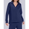thumbnail image 4 of Conjuntos de Dos Piezas para Mujer, Moda de Otoño 2025, Pantalones Anchos, Conjunto de Estar por Casa, para Viajes y Vacaciones. Azul Oscuro L, 4 of 9