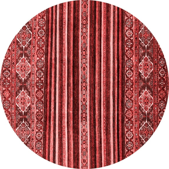 Ahgly Company Indoor Round Abstract Red Modern Area Rugs, 4' Round