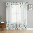 thumbnail image 3 of Sheer Curtains 108 inches Long, Eucalyptus Leaves Green Plant Farmhouse Countryside Style Sheer Window Curtains Rod Pocket Voile Drapes for Bedroom Living Room, 52"W x 108"L 2 Panels, 3 of 7