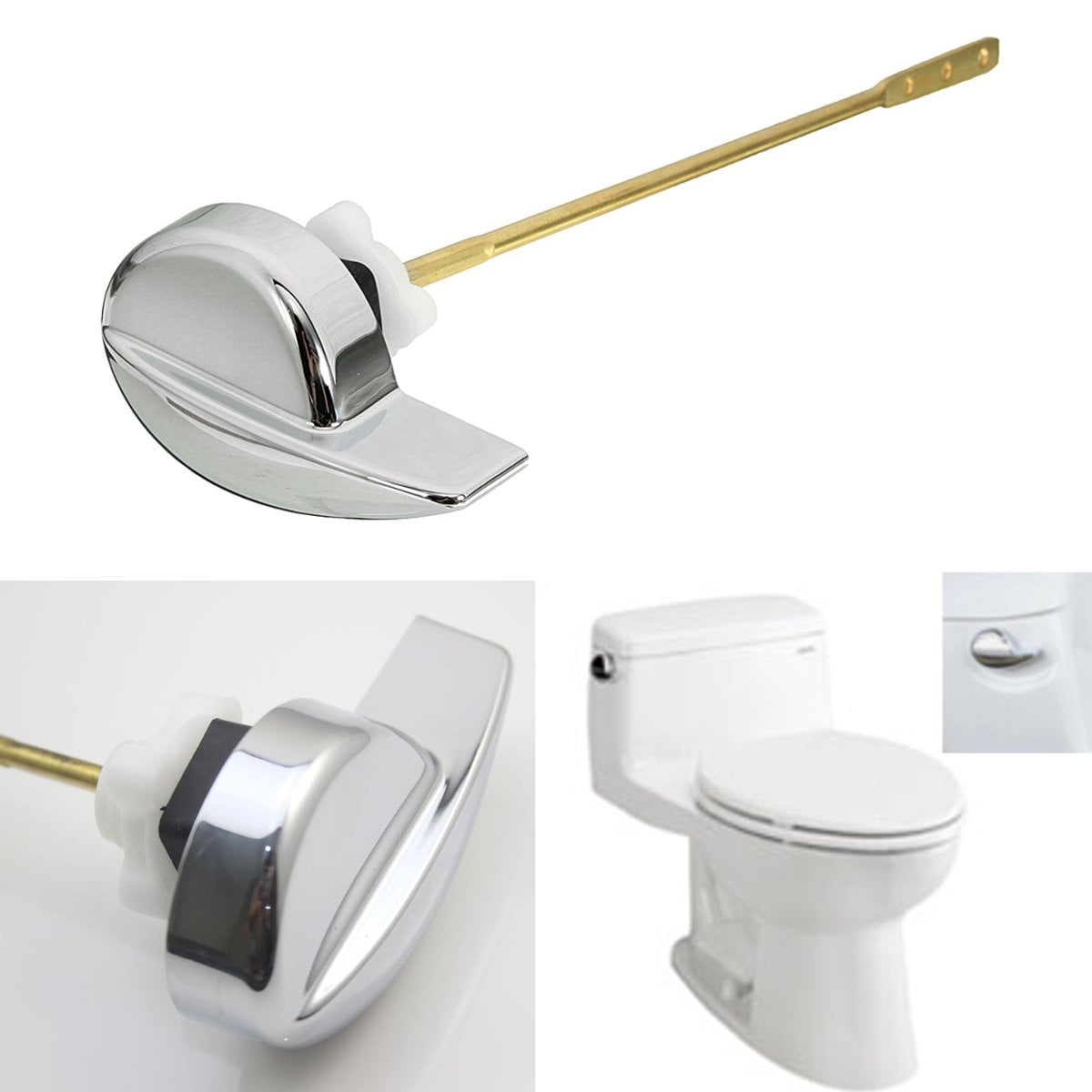 Senmubery 2 Packs Chrome Finish Side Mount Toilet Tank Flush Lever Handle Replacement for Most Side Mount Toilets