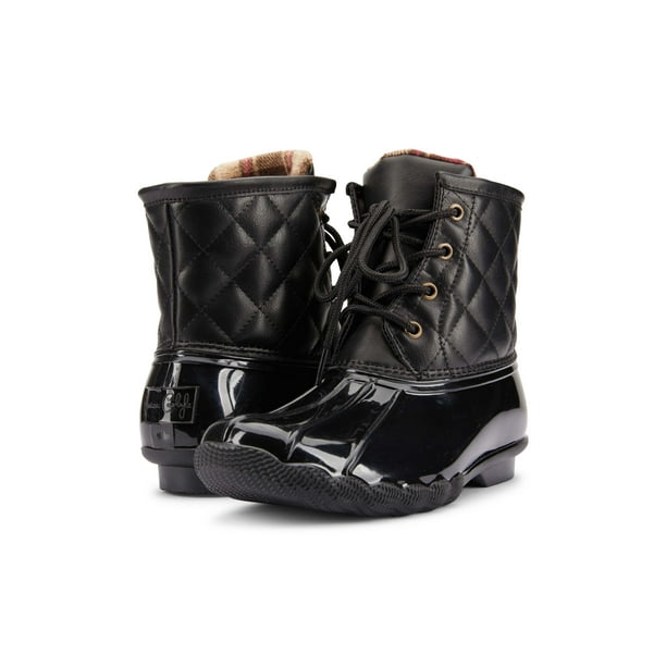 Fashion Brands Group - Women Duck Boots Lace up Two Tone Combat Style Calf Rain Boots - Walmart