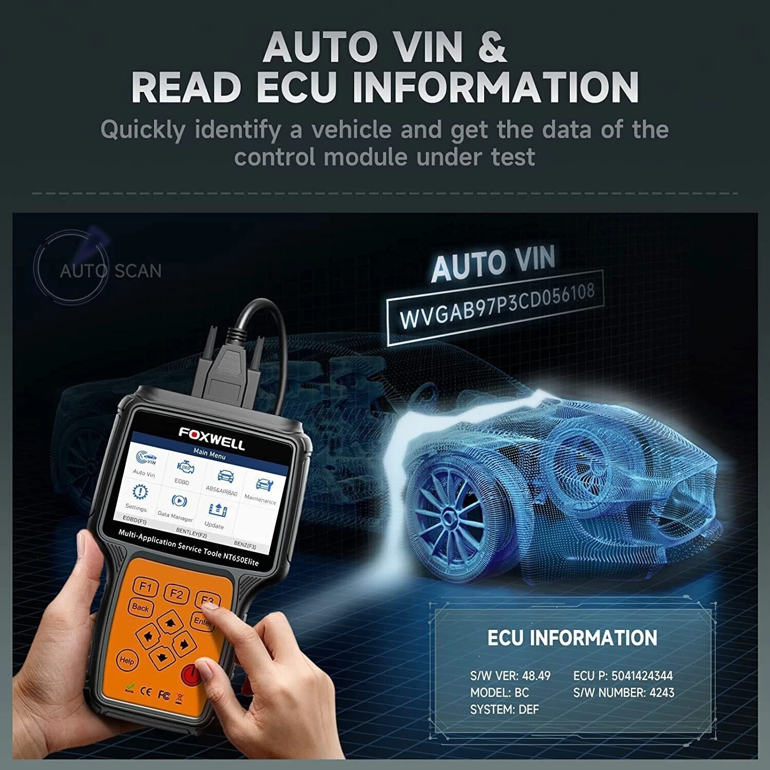 FOXWELL Bidirectional Diagnostic Tool, Wireless Car OBD2 Scanner ABS SRS Engine Code Reader with 26+ Reset Service, ABS Bleeding, EPB SRS Oil Reset, Lifetime Free Update Automotive Diagnostic Tool