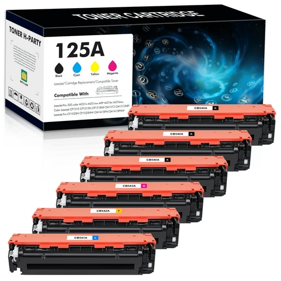Compatible for HP 125A Toner Cartridge for HP CB540A M251n M251nw MFP M276n M276nw CP1215 CP1515N CP1518NI CM1312NFI 3xBK, Cyan, Magenta, Yellow