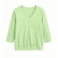 thumbnail image 3 of cocolona Summer V Neck Tops for Women Short Sleeve Solid Color Shirts Casual Basic Blouses, 3 of 7