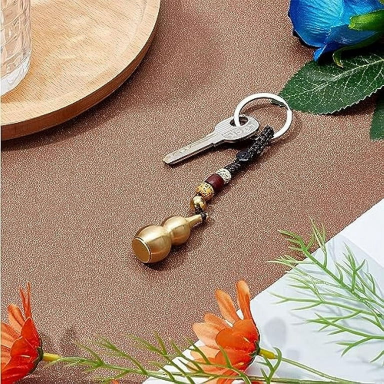 DanceeMangoos Gourd Keychain Brass Chinese Wu Lou Feng Shui Charm Pendant  Keyring Jewelry Findings Making Supplies for Good Luck Fortune Wealth