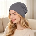 thumbnail image 4 of Chemo Headwear for Women Flower Pleated Beanies Stretch Elastic Turbans Soft Cancer Hats Head Coverings Scarf,Dark Gray, 4 of 6