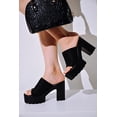 thumbnail image 4 of Cape Robbin Echoya Black Slip On Block Heel Open Round Toe Fashion Heeled Sandal (Black, 10), 4 of 4