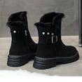 thumbnail image 5 of hopeusnice Women's Winter Boots Suede Buckle Ankle Booties Fuzzy Fleece Lined Warm Shoes Snow Boots Black 38, 5 of 9