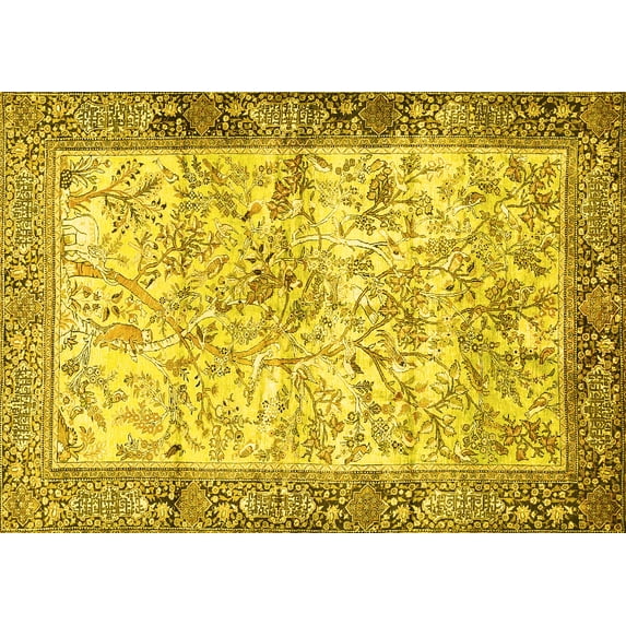 Ahgly Company Indoor Rectangle Animal Yellow Traditional Area Rugs, 3' x 5'