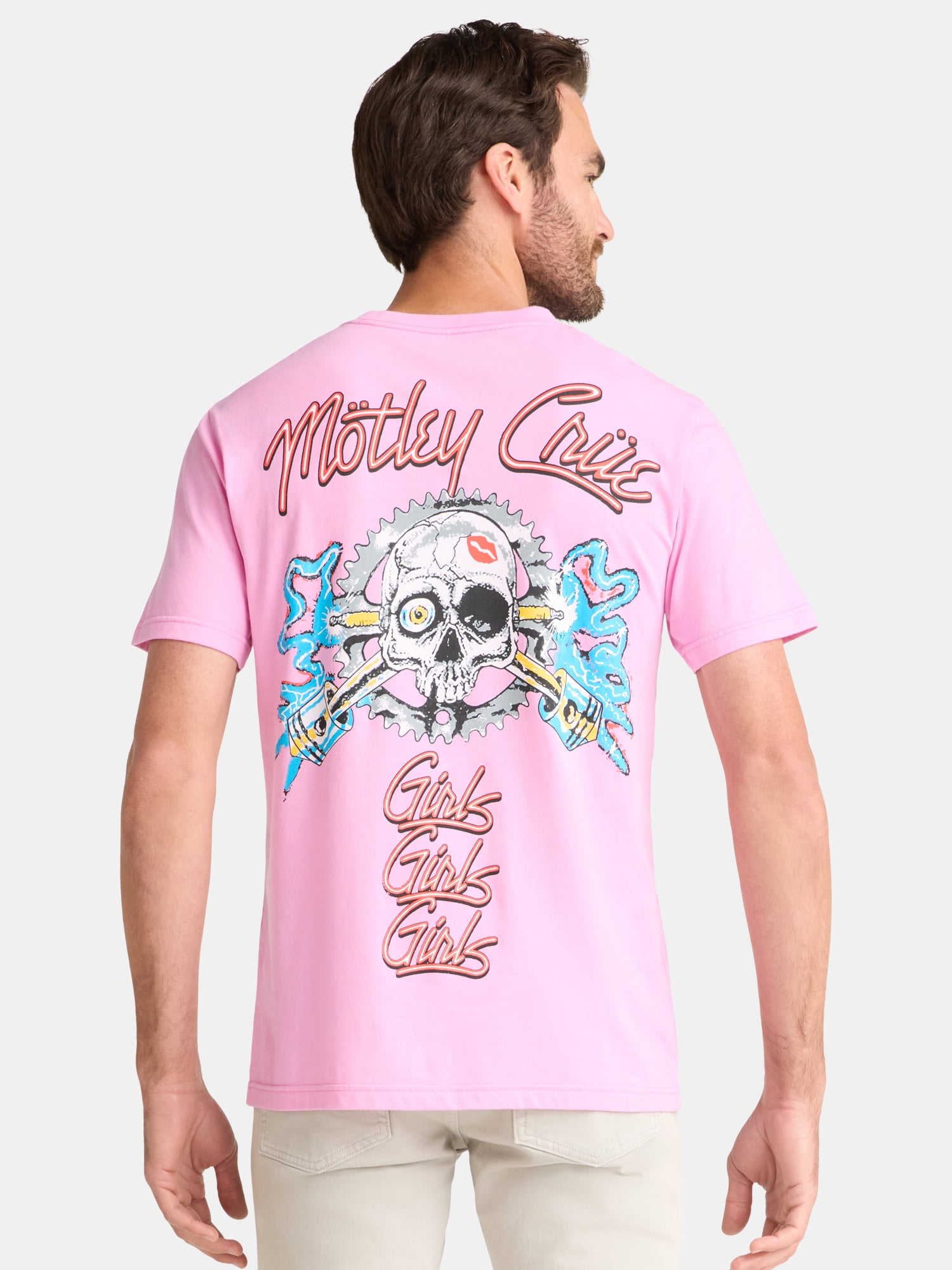 Motley Crue Men's and Big Men's Skull Pistons Graphic Tee, Sizes S-3XL