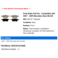 thumbnail image 2 of Front Brake Pad Set - Compatible with 2007 - 2009 Mercedes-Benz ML320 2008, 2 of 2