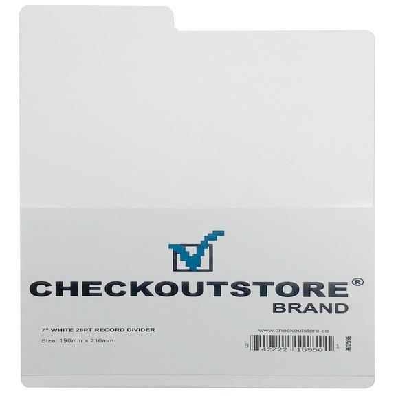 10 CheckOutStore White Plastic Record Dividers 7 1/2 x 8 for 7" Vinyl 45 RPM