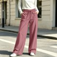 thumbnail image 2 of Wensltd Women Summer Pants Casual Loose Fit Trousers Elastic Waist Pockets, 2 of 7