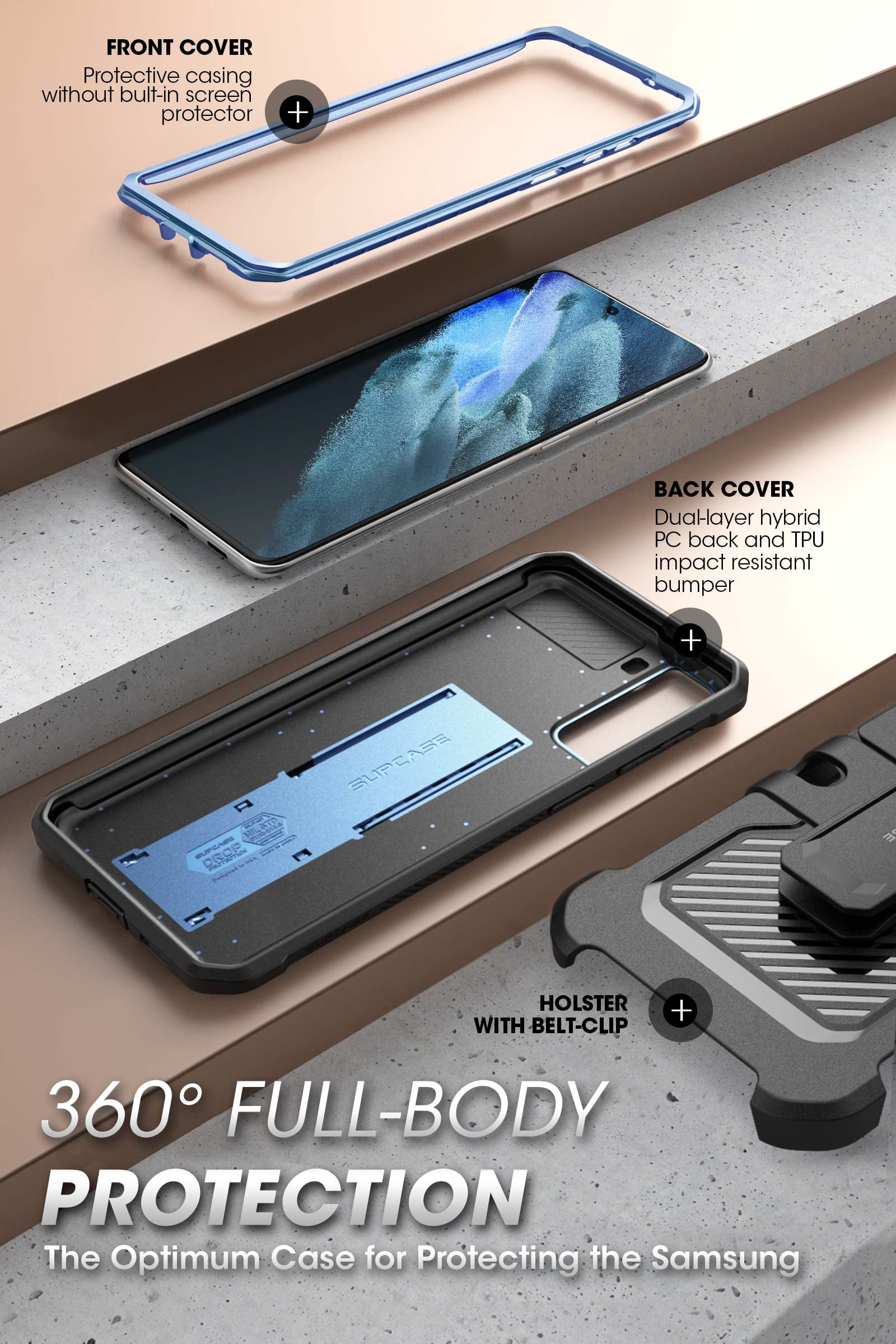 SUPCASE Unicorn Beetle Pro Series Case Designed for Samsung Galaxy S21 Plus 5G (2021 Release), Full-Body Dual Layer Rugged Holster & Kickstand Case Without Built-in Screen Protector (Tilt)
