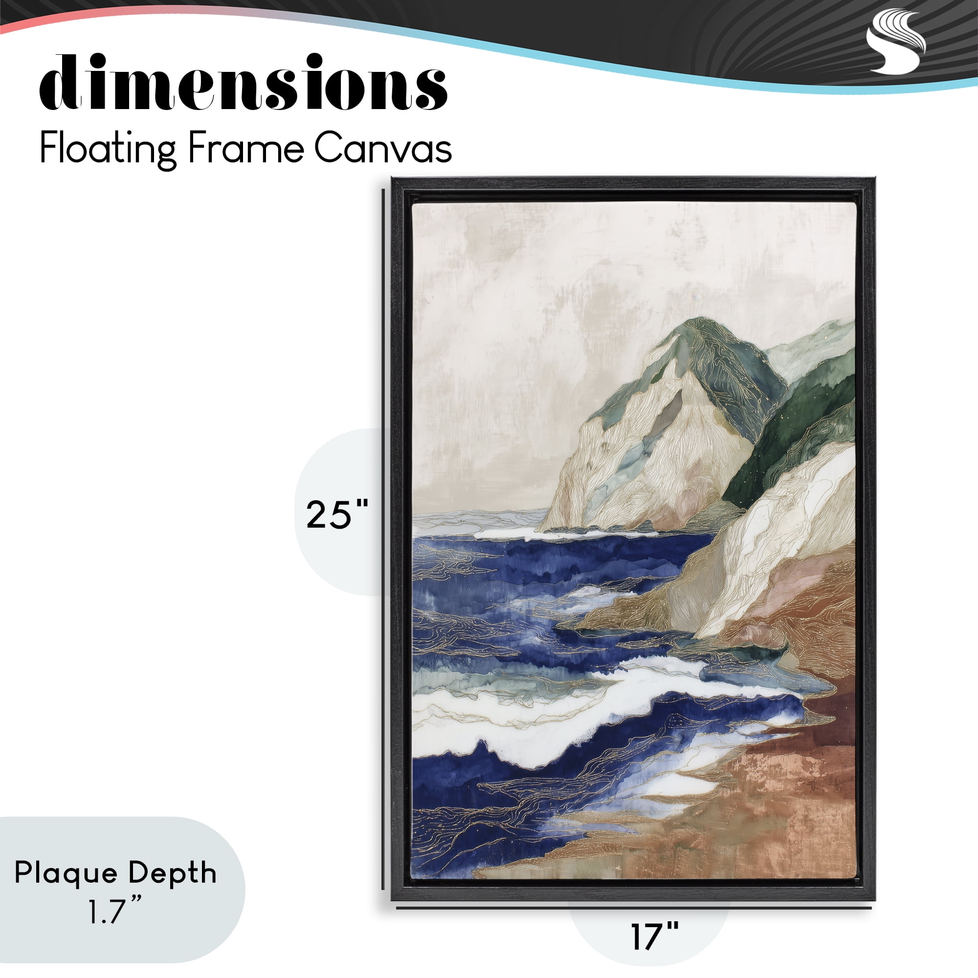 Stupell Industries Cliff Next To The Sea Black Framed Floater Canvas Wall Art, design by Chromatic Storm Studio