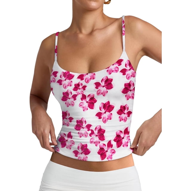 PINKMSTYLE Débardeurs Basiques pour Femmes à Encolure Dégagée Doublée Débardeurs Ajustables d'Été Sans Manches