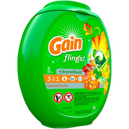 Gain Flings! Island Fresh Liquid Laundry Detergent Pacs, 81 Count