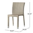 thumbnail image 3 of GDF Studio Haddan Outdoor Wicker Armless Stacking Dining Chairs, Set of 4, Chateau Gray, 3 of 8