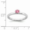 thumbnail image 2 of High 4mm Round Pink Tourmaline Sterling Silver Ring, 2 of 6